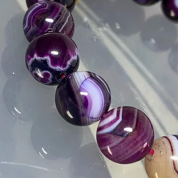 BANDED AGATE STONES NATURAL BRACELET size 6” - Picture 3 of 7